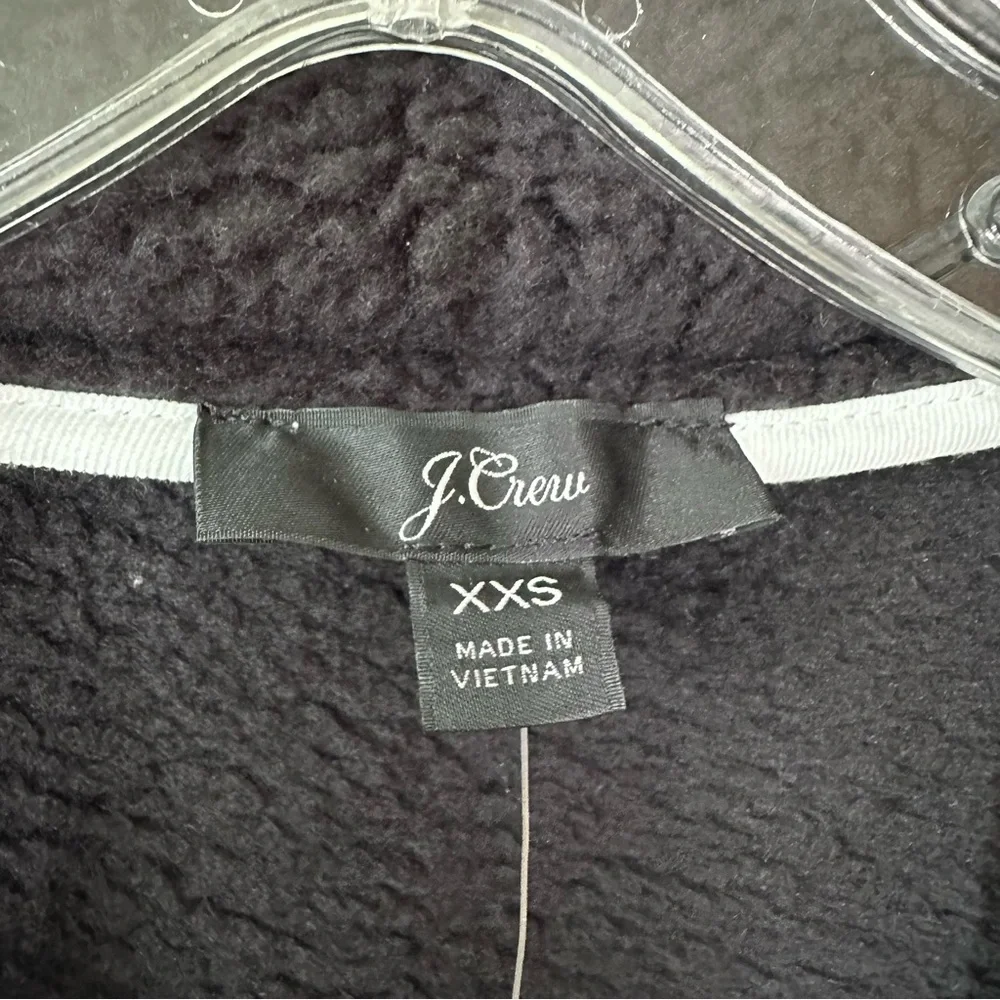 NWT J. CREW Polartec Women’s Fleece Half Zip Pullover Teddy Jacket Black XXS - Picture 4 of 9